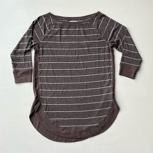MAURICES 3/4 Length Sleeve Tunic Dusty Mauve with Gray Stripes Oversized